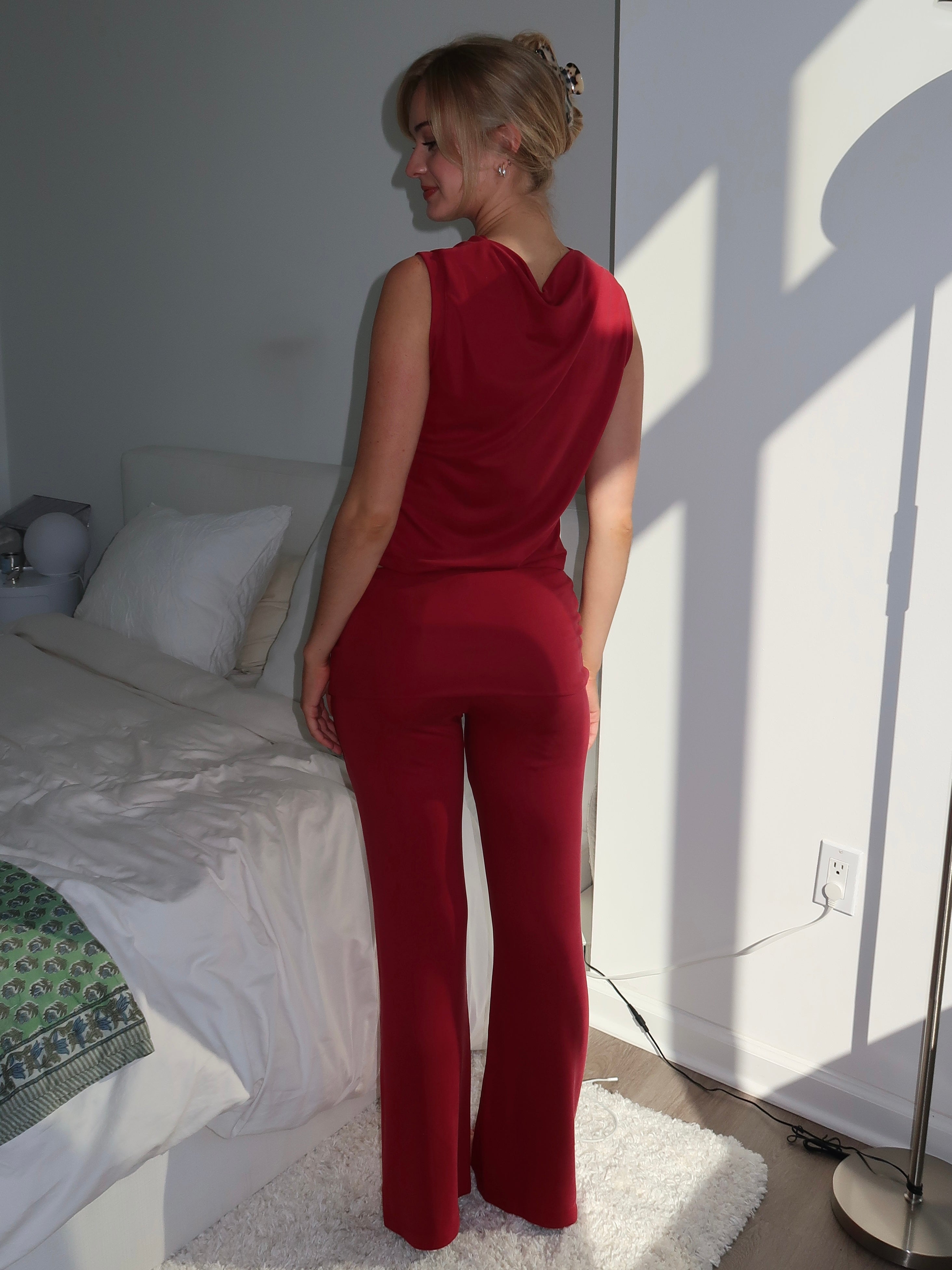 Foldover Pants in Raspberry