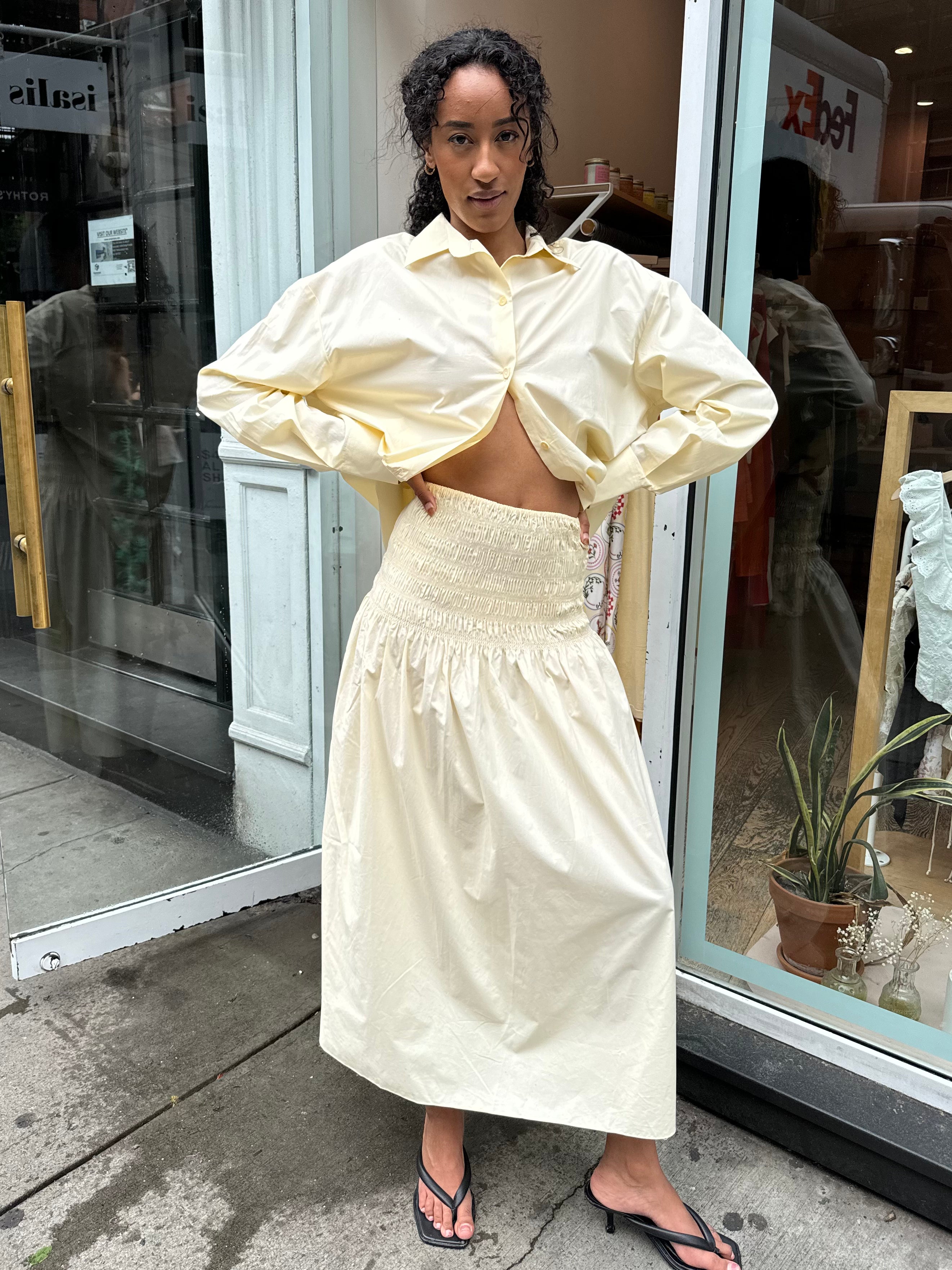 Baia Midi Skirt in Lemon