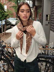 Knitted Head Scarf in Leopard
