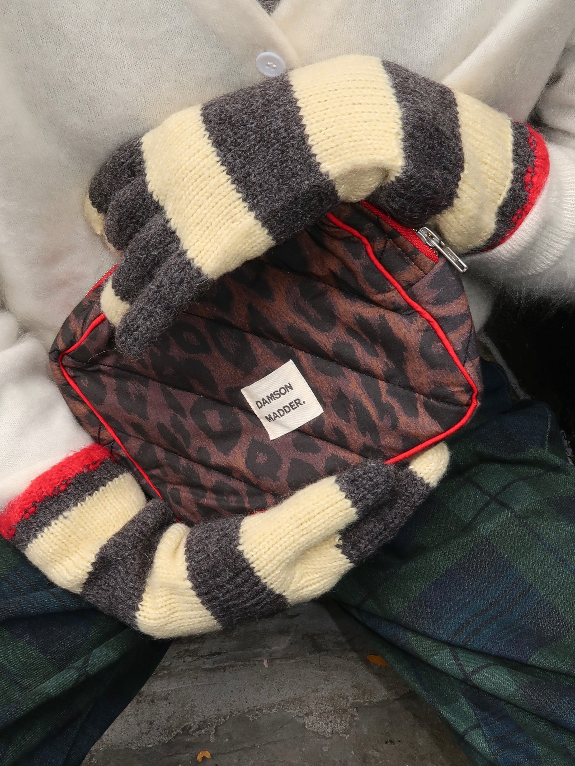 Quilted Make Up Bag in Dark Leopard