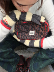 Quilted Make Up Bag in Dark Leopard