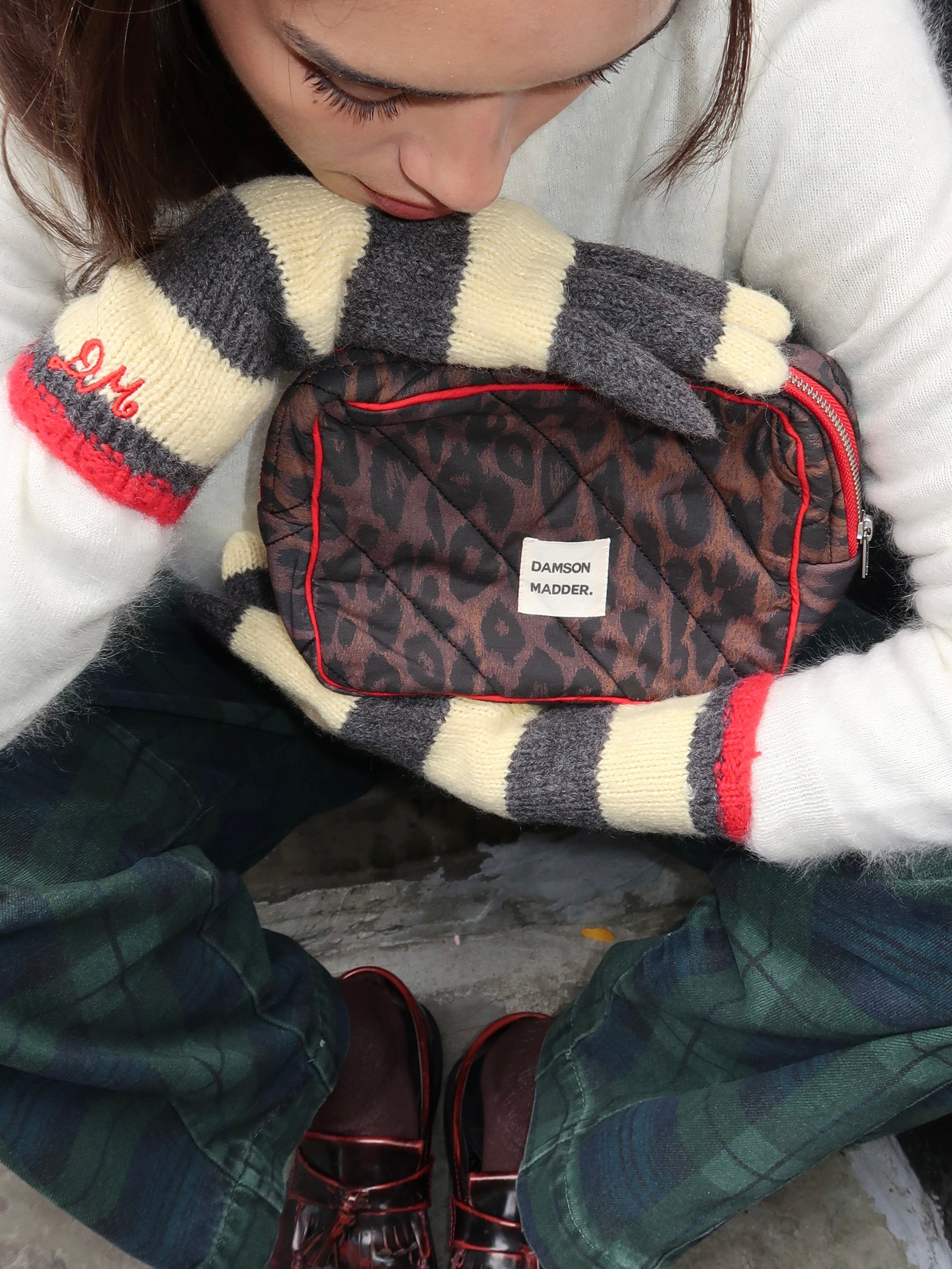 Quilted Make Up Bag in Dark Leopard