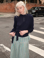 Venna Wrap Merino Wool Cardigan in Navy