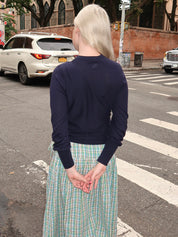 Venna Wrap Merino Wool Cardigan in Navy