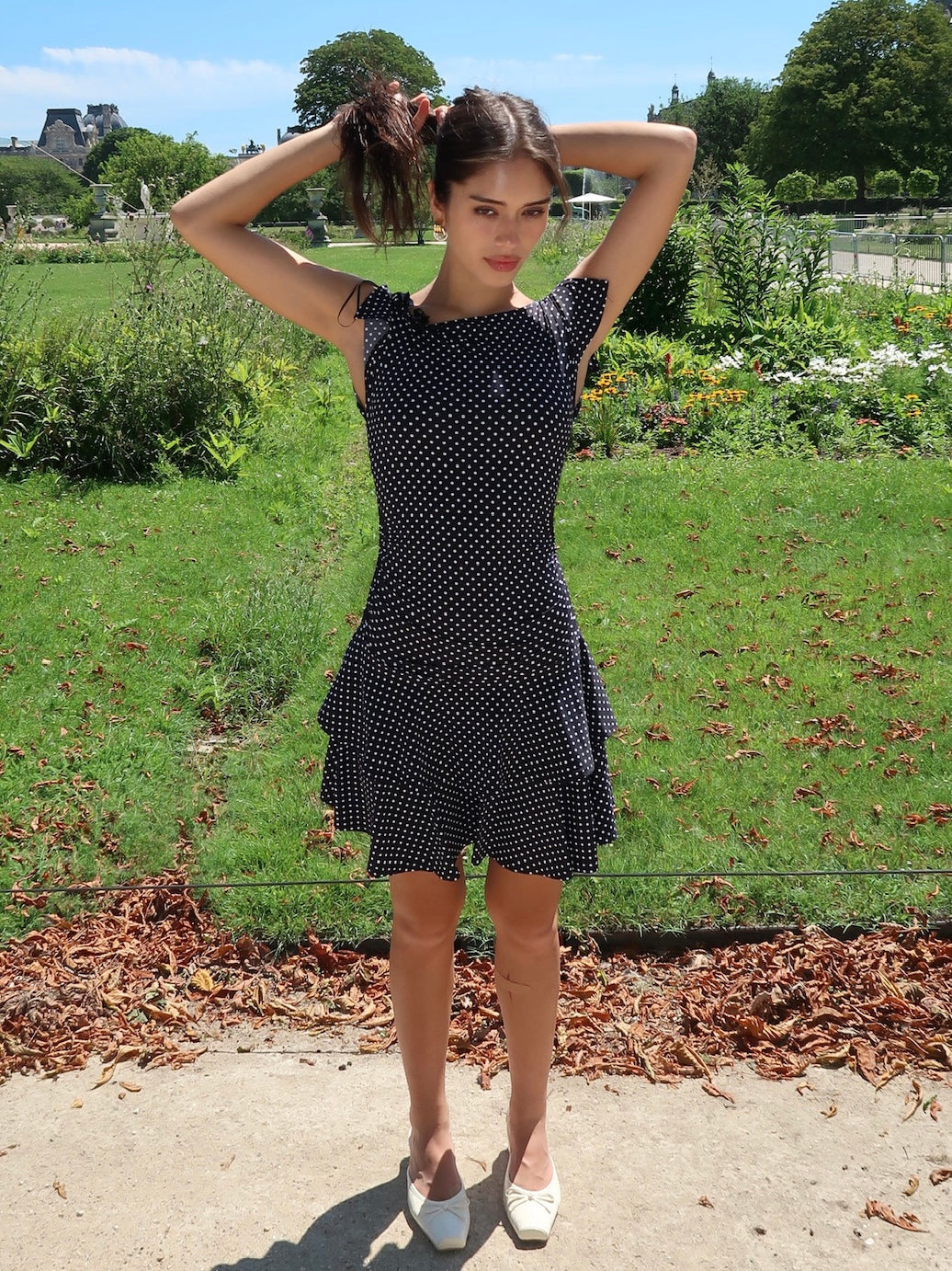Bonnie Mini Dress in Black Polka Dot