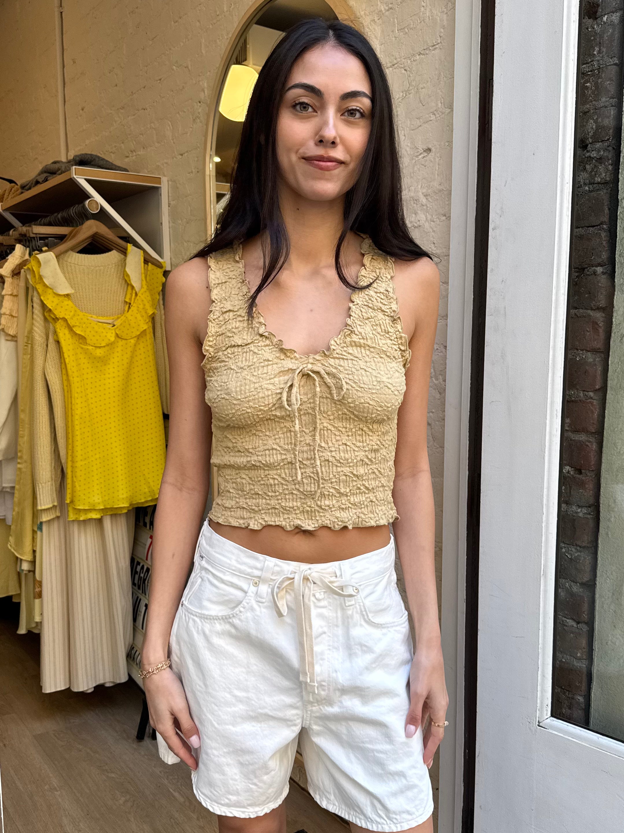 Anastasia Ruffle Top in Mocha