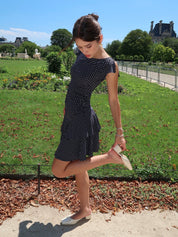 Bonnie Mini Dress in Black Polka Dot