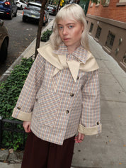 Jerry Reversible Crop Trench in Ginger Check Stone