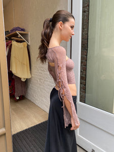 Mariposa Lace Bow Bolero Set in Maroon
