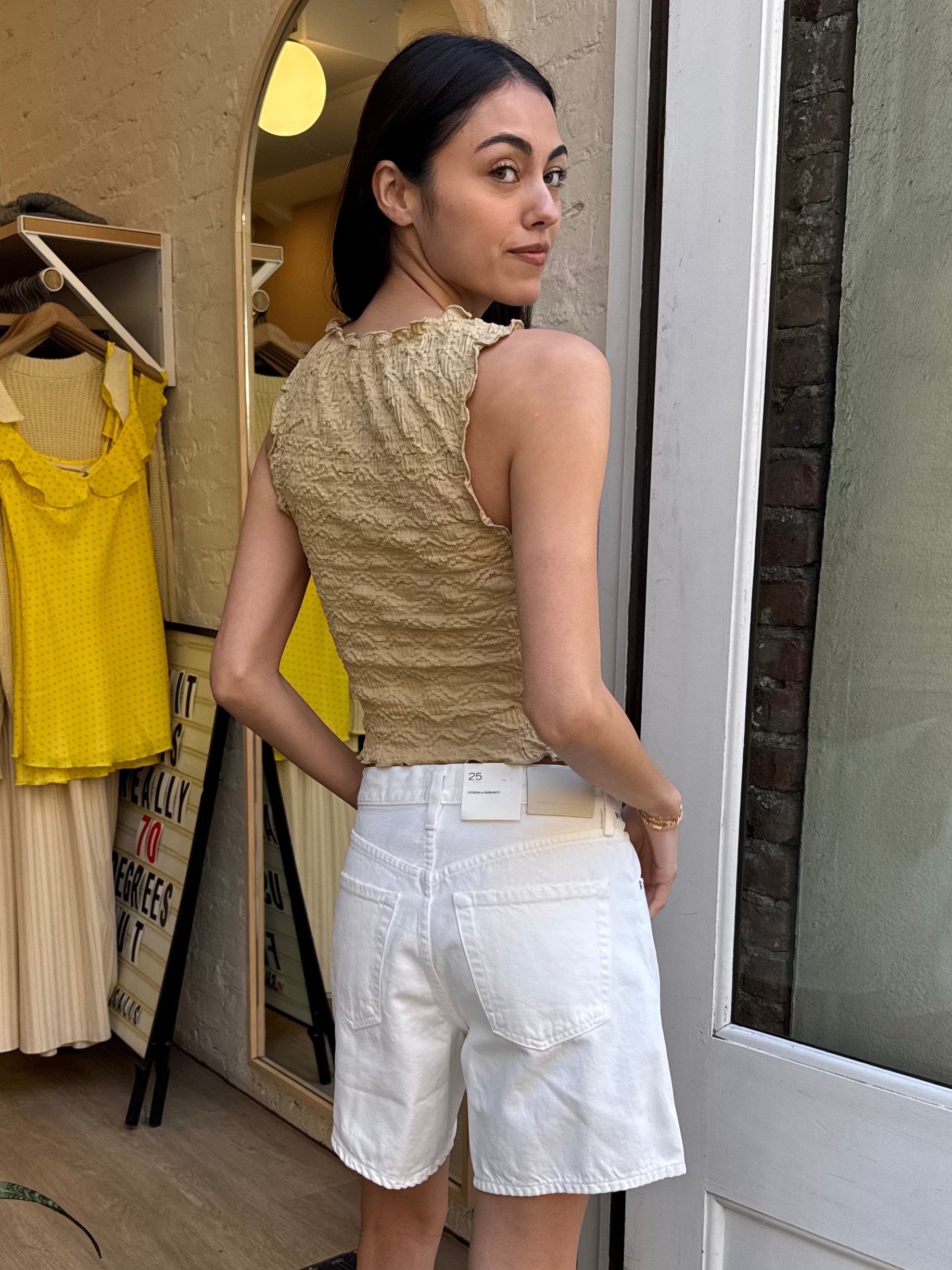 Anastasia Ruffle Top in Mocha