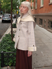 Jerry Reversible Crop Trench in Ginger Check Stone