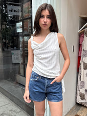 Lorie Asym Top in Ivory Stripe