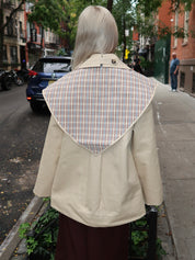 Jerry Reversible Crop Trench in Ginger Check Stone