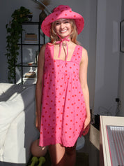 Elspeth Dress in Pink & Red Spot