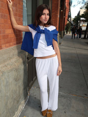 The Pointelle Simple Crop Pant in Powder