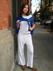 The Pointelle Simple Crop Pant in Powder