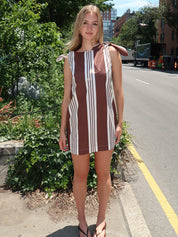 Rosie Mini Dress in Choco Stripe