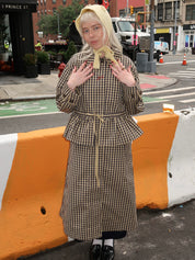 Myrtle Trench Coat in Navy Gingham