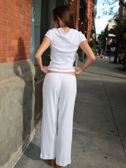 The Pointelle Simple Crop Pant in Powder