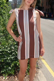 Rosie Mini Dress in Choco Stripe