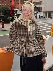 Myrtle Trench Coat in Navy Gingham