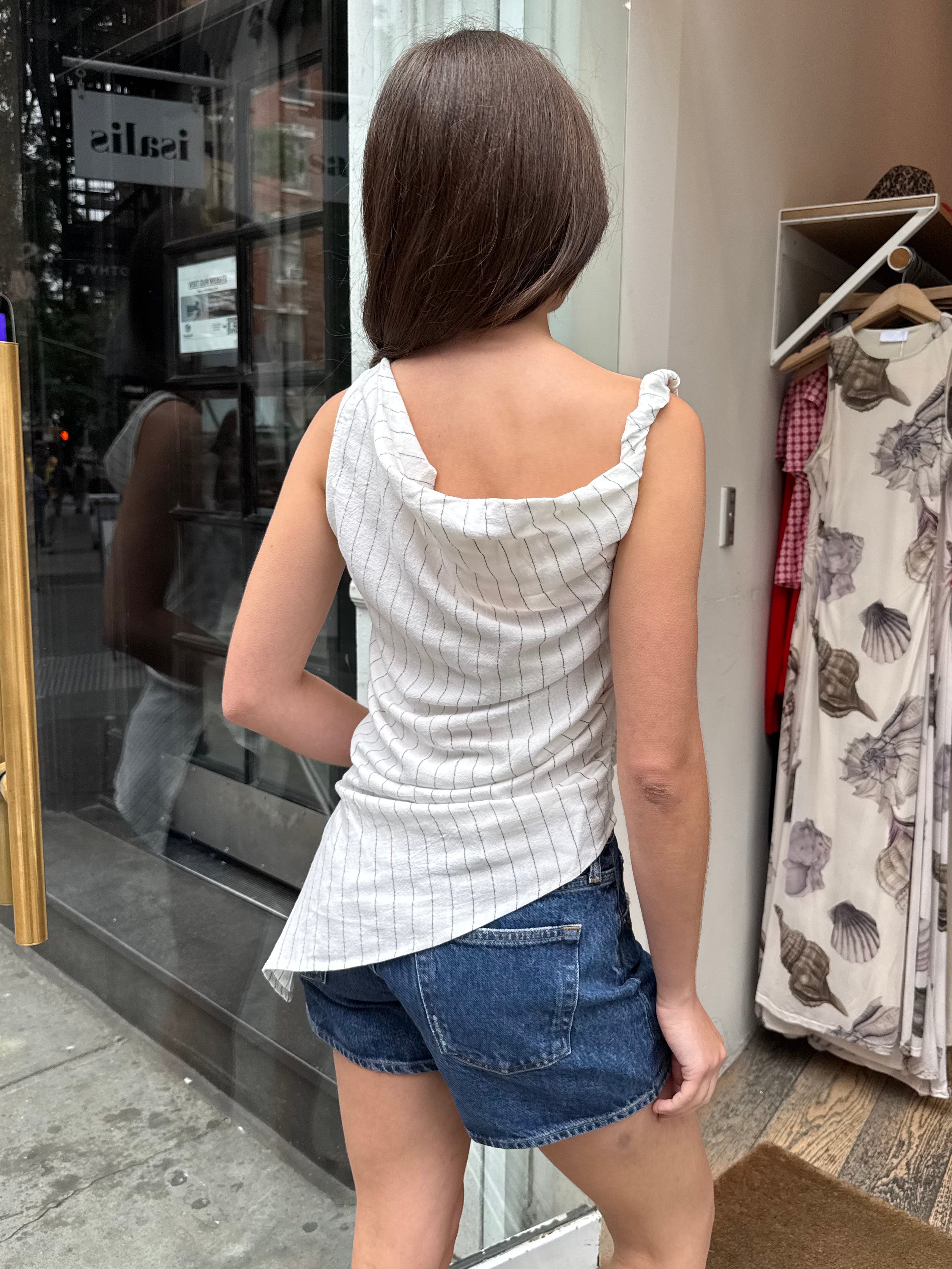 Lorie Asym Top in Ivory Stripe