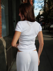 The Pointelle Baby Tee in Powder
