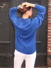 Cotton Cashmere Crewneck Sweater in Azure