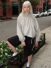Lailah Lightweight Bomber in Oyster Gingham
