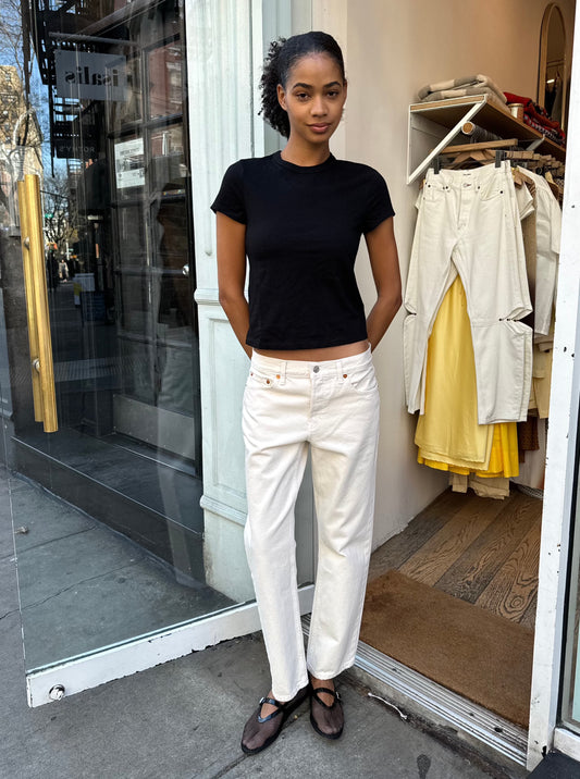 Easy Straight Crop Jean in Vintage White