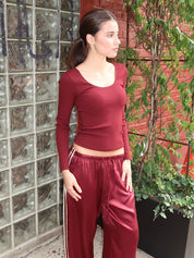 The Rib Scoop Long Sleeve in Oxblood