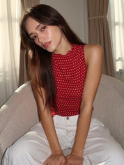Karla Sheer Top in Wine Dot