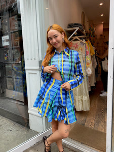Puebla Skirt in Tartan Charra-Azul