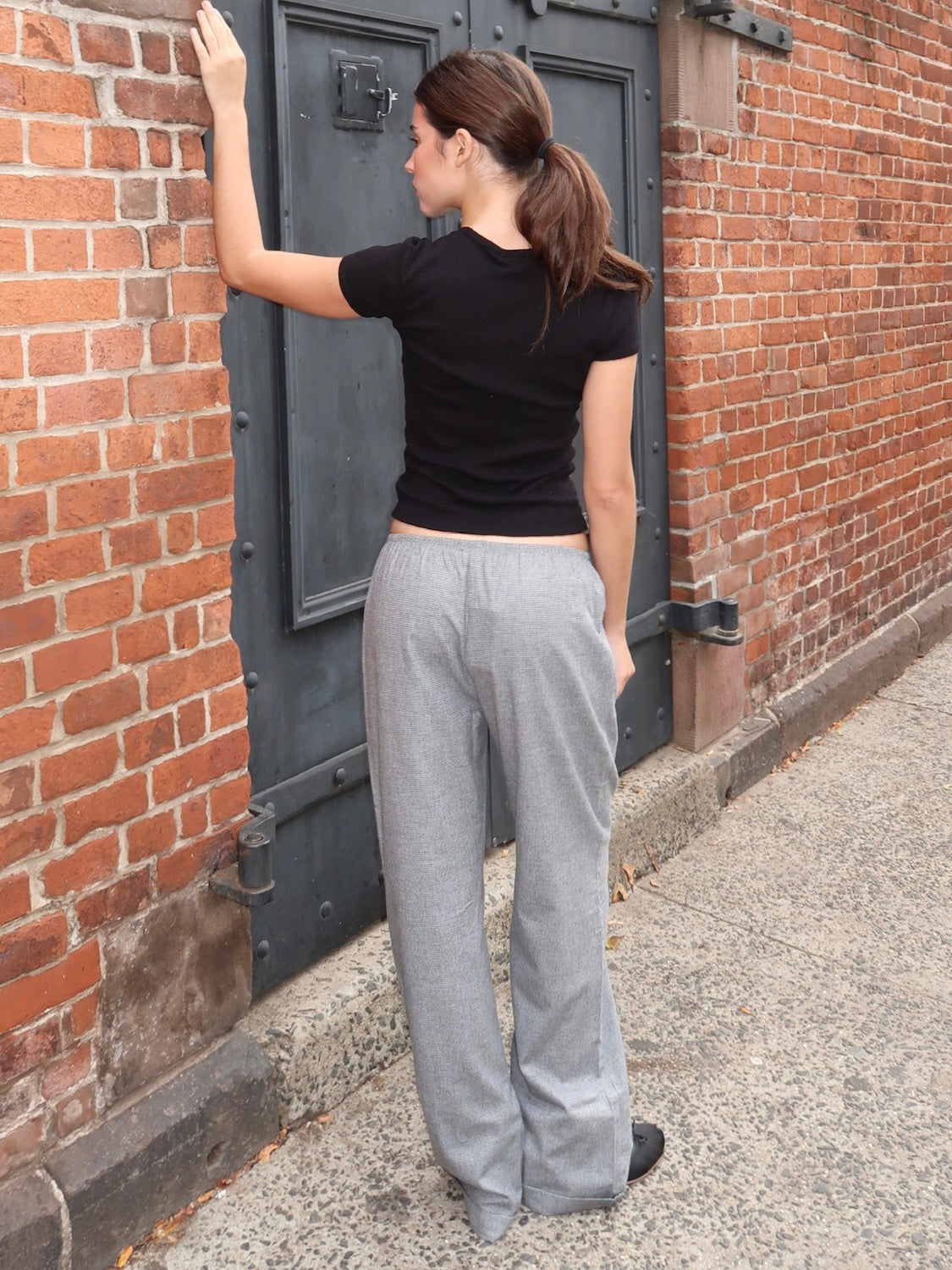 The Flannel Herringbone Simple Pant in Charcoal