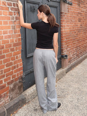 The Flannel Herringbone Simple Pant in Charcoal