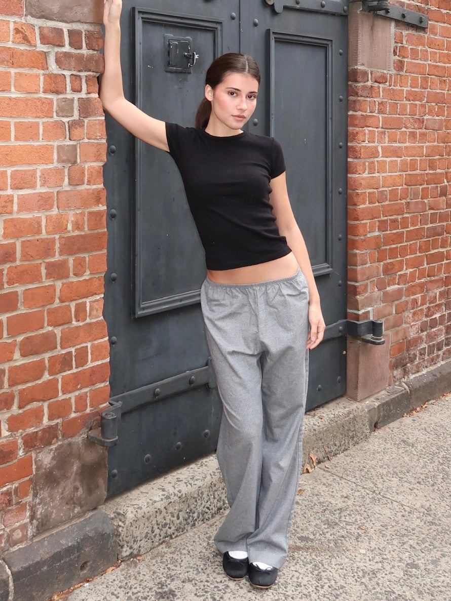 The Flannel Herringbone Simple Pant in Charcoal
