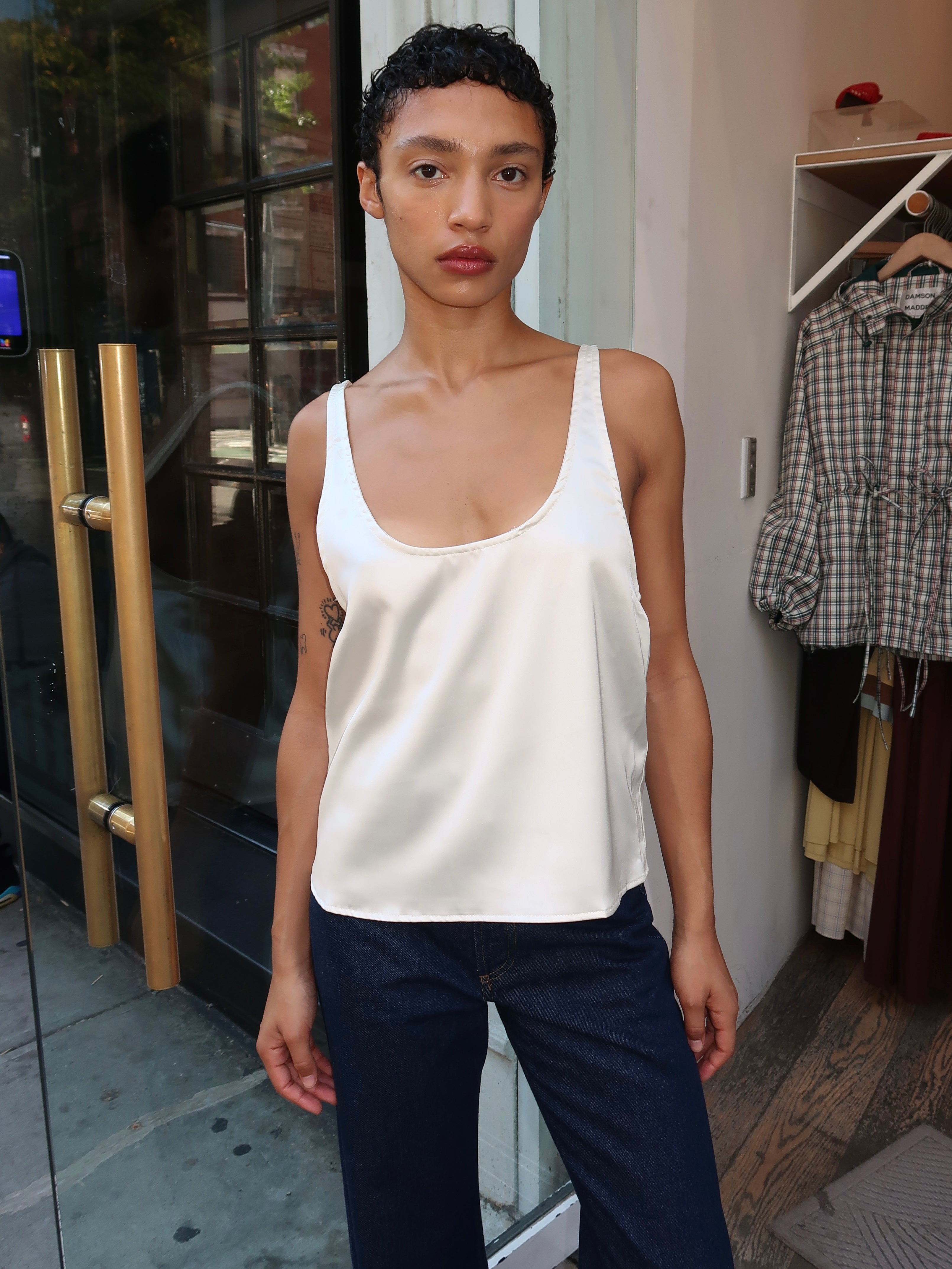 Aliza Silky Tank Top in Cloud