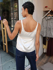 Aliza Silky Tank Top in Cloud