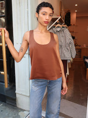 Laila Silky Tank in Brown