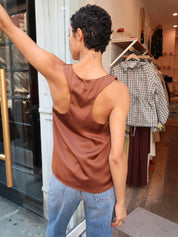 Laila Silky Tank in Brown