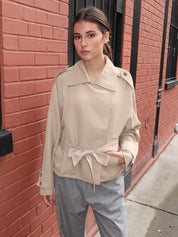 Deanda Cropped Trench in Beige