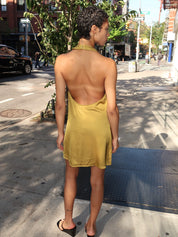Baldwin Halter Mini Dress in Chartreuse