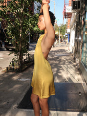 Baldwin Halter Mini Dress in Chartreuse