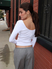 The Rib Scoop Long Sleeve in Powder