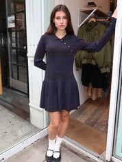 Dark Stripes Tashi Knitted Dress in Black