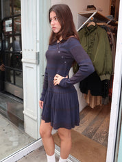 Dark Stripes Tashi Knitted Dress in Black
