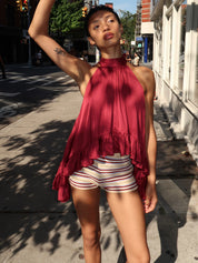 Empress Halter Top in Burgundy