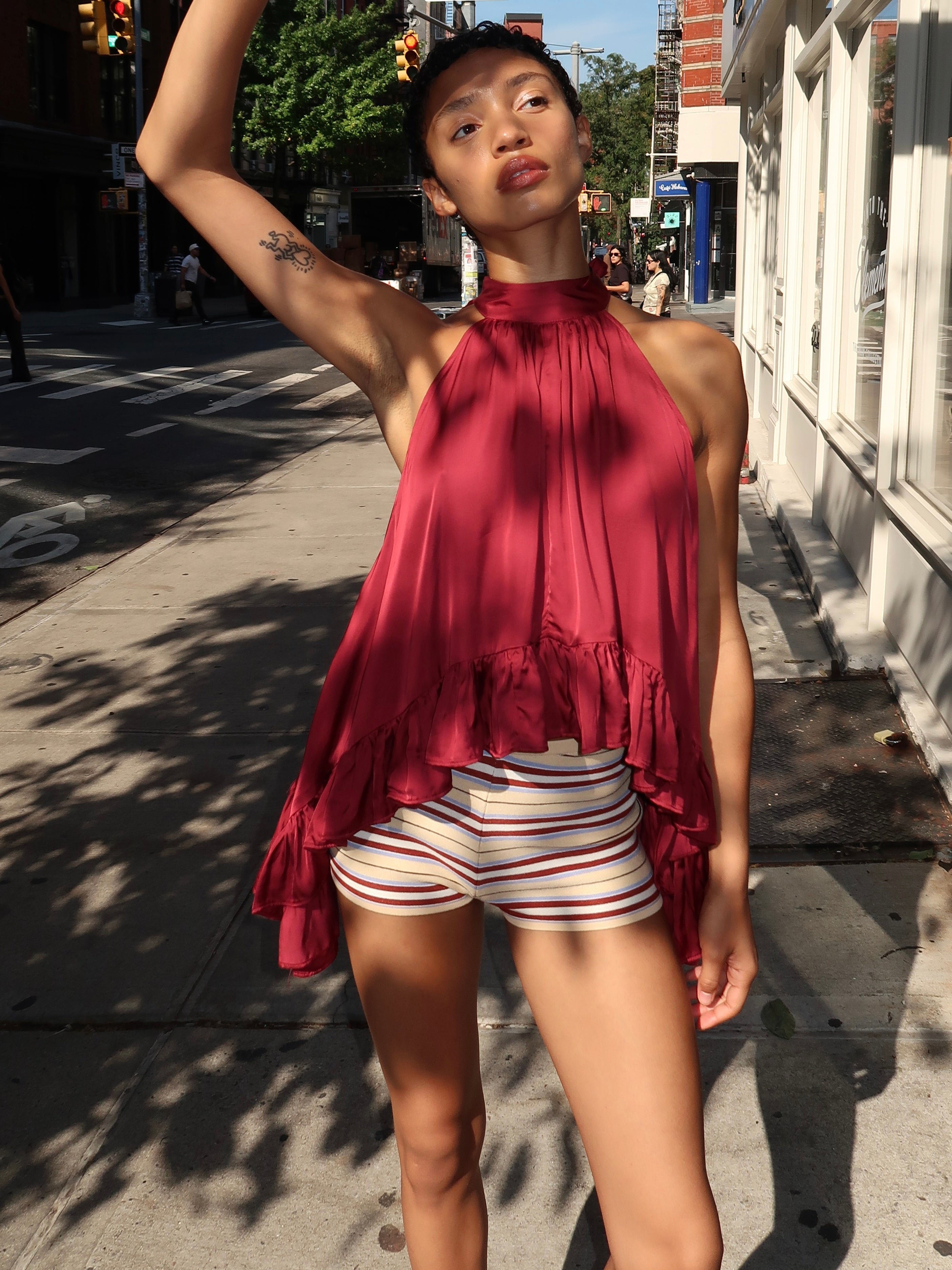 Empress Halter Top in Burgundy