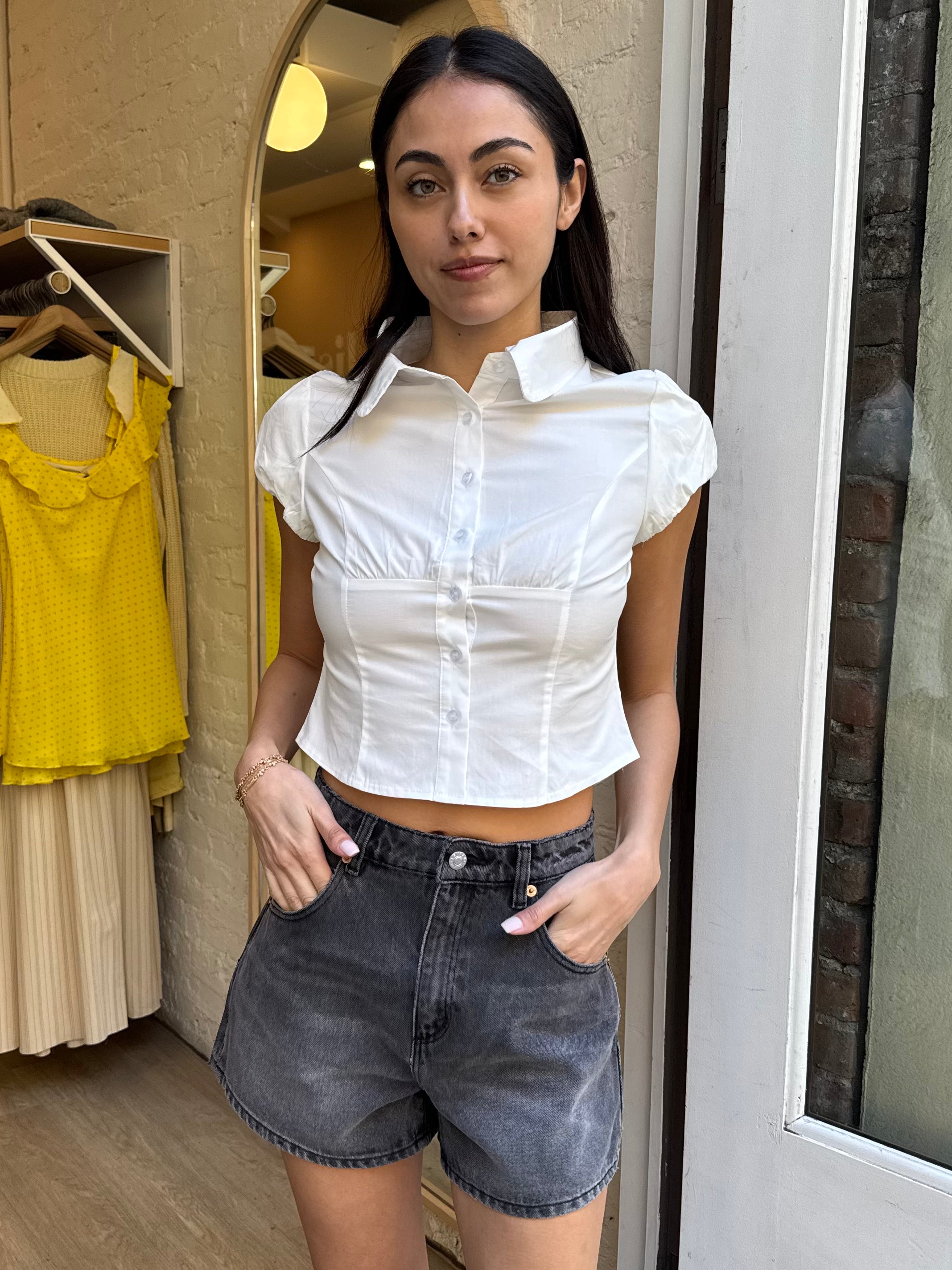 Dasha Button Down Top in White