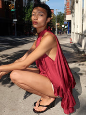 Empress Halter Top in Burgundy